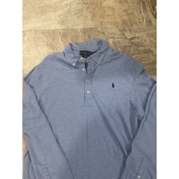 Polo Ralph Lauren Featherweight Mesh Men Light Blue Long Sleeve Shirt Sz XL - Picture 2 of 5